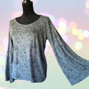 Lucky Brand Butterfly Print Top Bell Sleeves